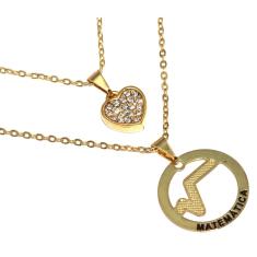 Colar Duplo Minha Profissão Matemática Folheado Ouro 18k