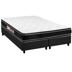 Cama Box Queen: Colchão Espuma Castor D33 Black e White + Base crc Suede Gray(158x198)
