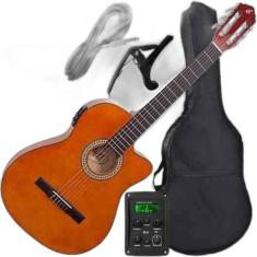 Kit Violão Giannini Eletroacústico Flat + Acessórios Nf14 Nt