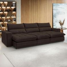 Sofá 5 Lugares Martinho Retrátil 20587 Veludo Marrom  - Celflex, Marro