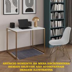 Escrivaninha Industrial Office Branca 120x53 Grécia Base Dourada