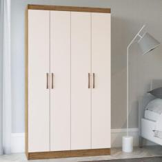 Armário Multiuso 4 Portas 8 Prateleiras Dueto Doripel, Off White/Nogue
