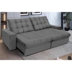 Sofá Retrátil E Reclinável 2,30m Suede Califórnia Cinza - Sofá Casa