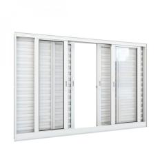 Janela Veneziana de Correr Central 6 Folhas 100x120 Lucasa Branco