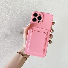 Capa de telefone de silicone macio para iPhone 14 11 12 13 Pro Max XR X XS Max 6 6S 7 8 Plus SE 2020 12 Mini 13Pro Capa para porta-cartão carteira, rosa, para iPhone 11