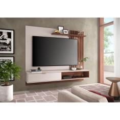 Painel para TV até 60 Polegadas Tocantins I Off White e Nogueira Real