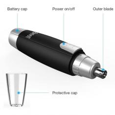 Aparador De Cabelo De Nariz E Orelha Portátil Pelos Nazal Preto/ Prata