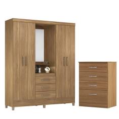 Conjunto Quarto Guarda Roupa E Comoda Ravenna Amendola