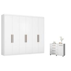 Conjunto Quarto Guarda Roupa E Comoda Caroline Branco