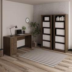 Conjunto Home Office com 1 Escrivaninha 3 Gavetas com 2 Estantes Espresso Móveis