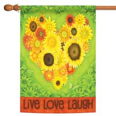 Toland Home Garden Bandeira decorativa de verão com coração de girassol 71 x 101 cm