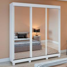 Guarda-Roupa Casal Saion Plus 3 Portas Com Espelho e Pés Moveis Lopas