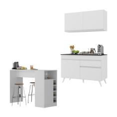 Cozinha Compacta Com Bancada Americana 1 Porta Veneza Multimóveis Mp2207 Branco Branco
