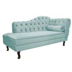 Recamier Diana 185cm Esquerdo Suede Azul Tiffany Doce Sonho