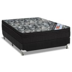 Cama Box Casal: Colchão Molas Ortobom Nanolastic ISO Firme + Base CRC Suede Black(138x188)