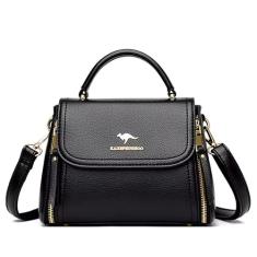 Bolsas transversais de couro modernas com alça superior para mulheres, bolsa de ombro popular para mulheres, bolsa pequena de luxo para mulheres, Preto