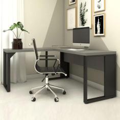 Mesa de Escritório em L Linha Industrial Metalon Tampo 40mm - F5 Offic