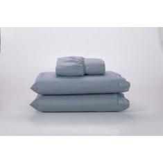 Jogo Lençol 400 Fios Ponto Palito Cama Solteiro 2Pçs Poliéster - Cinza