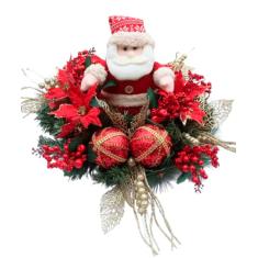 Decoração Natal Arranjo De Mesa Papai Noel Luzes LEDs 60cm