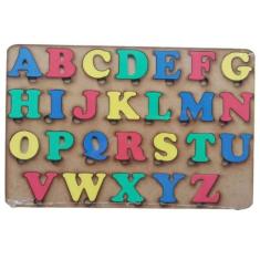 Quebra Cabeça Alfabeto Recortado Madeira Tabuleiro - Brinque E Leia