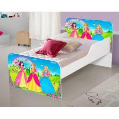 Mini Cama Infantil MDF com adesivo de personagens para Meninas - Casa 