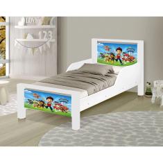 Mini Cama Infantil Adesivada Patrulha Canina Branco
