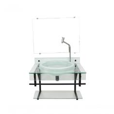 Gabinete Com Cuba Para Banheiro 60cm Com Cuba Chapeu Incolor