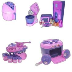 Kit Cozinha Infantil Geladeira Microondas Panelas Fogão 28Pç - Altimar