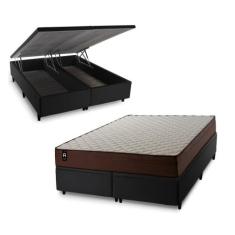 Conjunto Box Baú Atlanta Marrom 158x198x69 Espuma D45 - King House