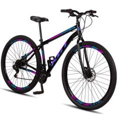 Bicicleta Aro 29 Aço Carbono KGT Freios A Disco 21 Marchas, Preto azul