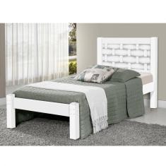 Cama Solteiro Laila J&A Móveis Branco / Lilas