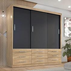 Guarda Roupa Casal Capri 3 Portas Correr 9 Gav Teka/onix