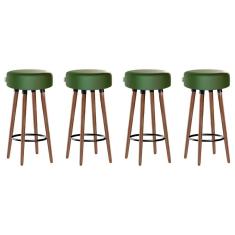 Kit 4 Banquetas Alta Pés Palito Roma Verde 70cm