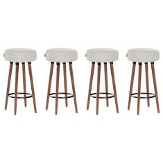 Kit 4 Banquetas Alta Pés Palito Roma Bege Claro 70cm