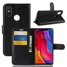 XIAOMI 8SE Capa, carteira flip de couro PU premium com compartimento para cartão, suporte e fecho magnético [capa interior TPU à prova de choque] compatível com XIAOMI 8SE