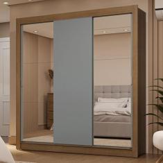 Guarda-roupa Casal 3 Portas de Correr com Espelhos 2 Gavetas Rustic/cinza Sublime Madesa