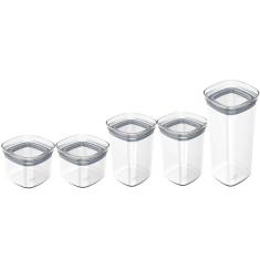 Kit Potes Herméticos 0,45L 1L e 1,5L Com Tampa Para Alimentos