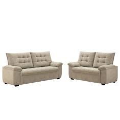 Conjunto de Sofá 2 e 3 Lugares Bertioga Veludo Capuccino Luizzi
