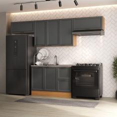 Cozinha Compacta 4 Peças 3 Aéreos 1 Balcão Soho Cabecasa Madeiramadeira Freijó/Grafite