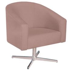 Poltrona Luiza Base Giratória de Metal Linho Rosê - ADJ Decor