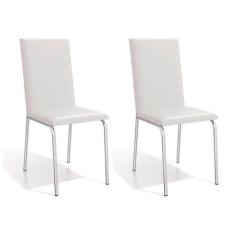 Cadeira Sala de Jantar Amsterdã 2C091 Kit 2 Un Cromado/Courano Branco 