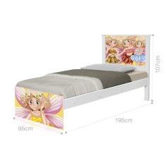 Cama Solteiro Adesivada Fadinhas Coloridas Com Colchão