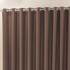 Cortina Madri 4,00M X 2,50M Tabaco Liso Tecido Semi Blackout Para Sala