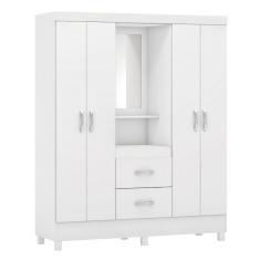 Guarda Roupa Capelinha Lord 4 Portas Com Espelho Branco/rosa Demóbile Branco/rosa