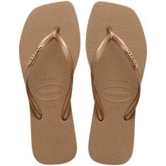 Chinelo Havaianas Feminino Slim Square Logo Metallic Bico Quadrado-Feminino