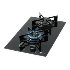 Fogao cooktop fischer 2 bocas fit line gas mesa vidro 27185.60015
