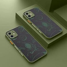 Capa dura fosca astronauta para Samsung Galaxy S22 S21 Ultra Plus S20 FE Note 20 A71 A51 A12 A32 A52 A72 A13 A23 A33 A53 A73 Capa, verde, para A52 (5G 4G)