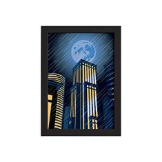 Quadro Super Heróis Geek Azul Lua Moldura Preta 22x32cm