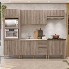 Cozinha Completa Angela 11 Portas 3 Gavetas 100% MDF Carvalho Tok/Carvalho Tok