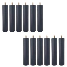Conjunto 12 Pés de Cama 20cm Pés de Madeira Palito Box Baú Casal Preto